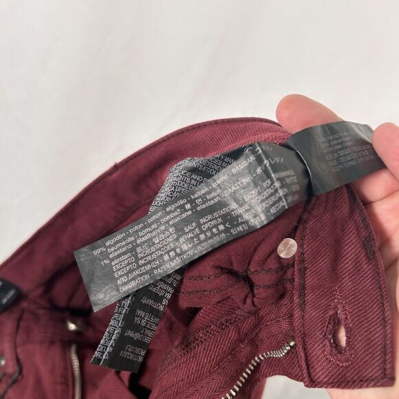 Zara Man Jeans Men's 30 Red Denim Pockets Button Zip Cotton Blend New - Picture 11 of 12